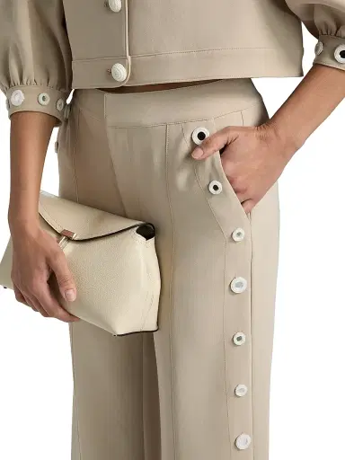 Cinq à Sept Women's Gilliana Crochet Mirrors Crop Pants - Khaki Ivory - Size 10 | Thumbnail 6