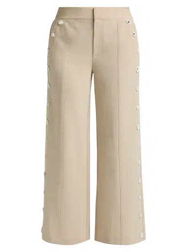 Cinq à Sept Women's Gilliana Crochet Mirrors Crop Pants - Khaki Ivory - Size 10 | Thumbnail 1