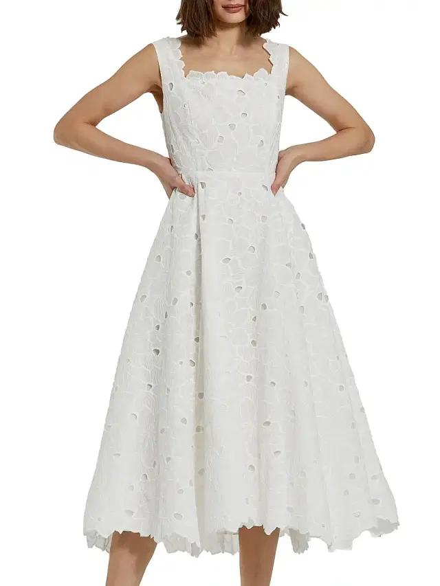 Mac Duggal Women's Embroidered Floral Midi-Dress - White