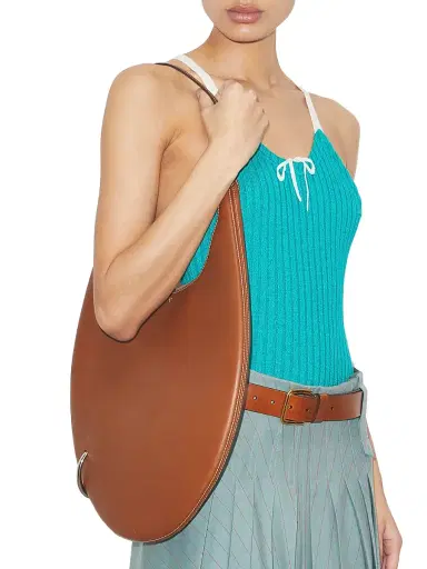 Tory Burch Women's Pierced Leather Shoulder Bag - Aged Tan | Thumbnail 2 Tory Burch Women's Pierced Leather Shoulder Bag - Aged Tan | Thumbnail 2