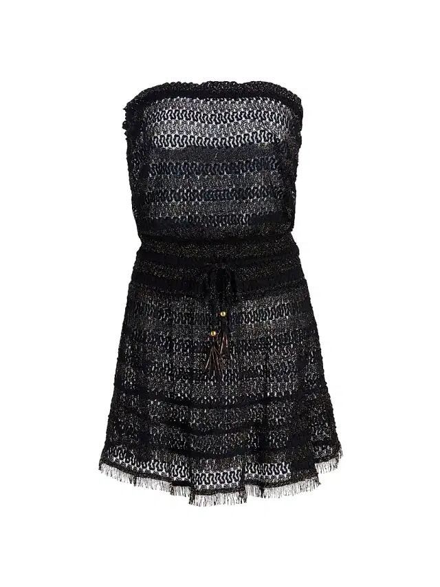 Ramy Brook Women's Swirl Lauryn Metallic-Knit Cover-Up Minidress - Black Metallic Zigzag