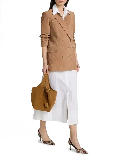 L'Agence Women's Aimee Suede Double-Breasted Blazer | Thumbnail 2