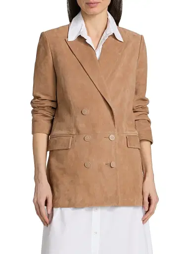 L'Agence Women's Aimee Suede Double-Breasted Blazer | Thumbnail 3