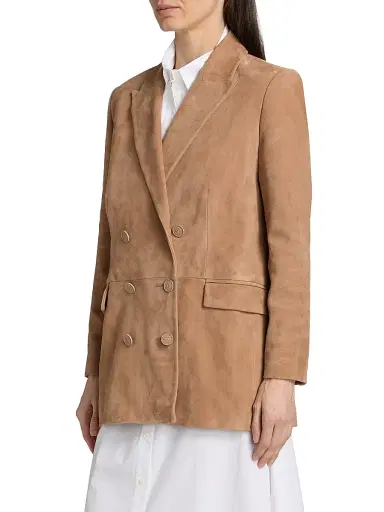L'Agence Women's Aimee Suede Double-Breasted Blazer | Thumbnail 4