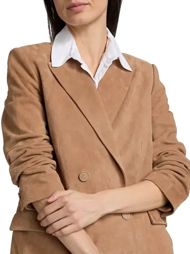 L'Agence Women's Aimee Suede Double-Breasted Blazer | Thumbnail 6