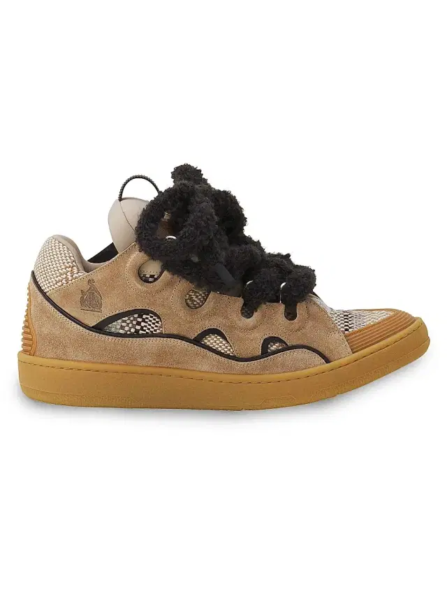 Men's Curb Suede Sneakers with Mesh Laces - Hemp