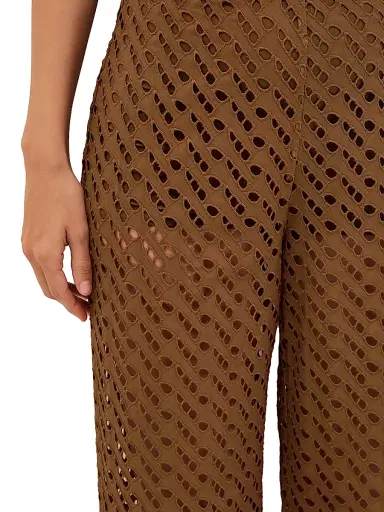 ViX by Paula Hermanny Women's Venice Cotton Wide-Leg Pants - Brown - Size Small | Thumbnail 6