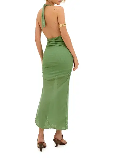ViX by Paula Hermanny Women's Salma Halterneck Midi-Dress - Green | Thumbnail 3