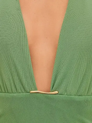 ViX by Paula Hermanny Women's Salma Halterneck Midi-Dress - Green | Thumbnail 5