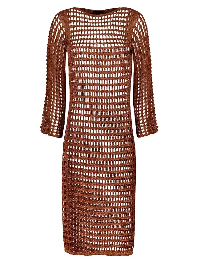 ViX by Paula Hermanny Women's Belle Open-Knit Maxi Dress - Brown