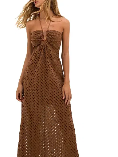 ViX by Paula Hermanny Women's Melina Cotton Halterneck Midi-Dress - Brown | Thumbnail 4 ViX by Paula Hermanny Women's Melina Cotton Halterneck Midi-Dress - Brown | Thumbnail 4