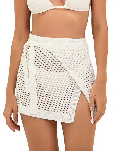 ViX by Paula Hermanny Women's Rena Knit Mini-Pareo - Off White - Size Large | Thumbnail 2