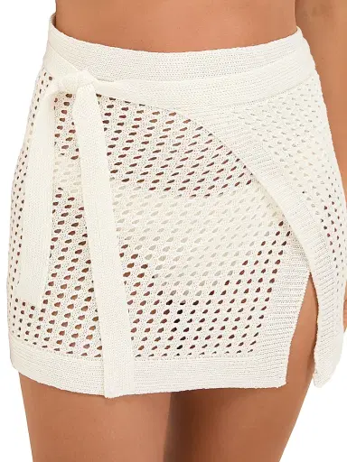 ViX by Paula Hermanny Women's Rena Knit Mini-Pareo - Off White - Size Large | Thumbnail 4