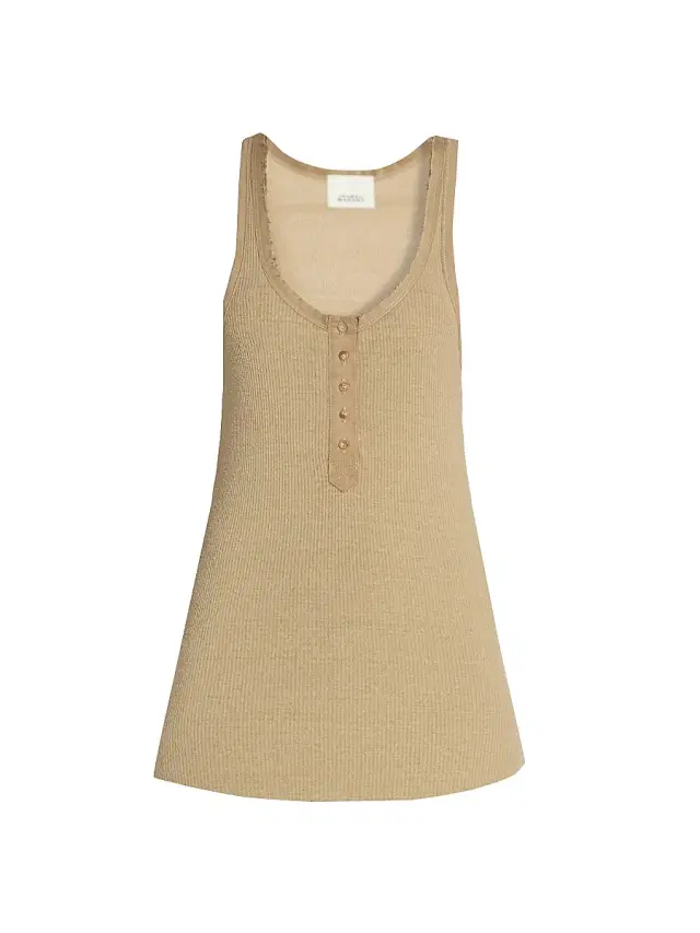 Isabel Marant Women's Helma Frayed-Trim Silk Top - Light Bronze