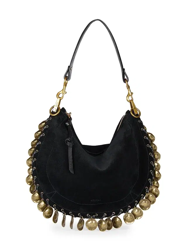 Isabel Marant Women's Oskan Soft Suede Zip Shoulder Bag - Black