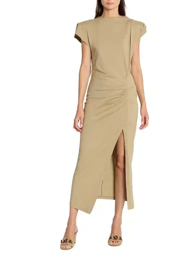 Isabel Marant Women's Nadela Cap-Sleeve Cotton Midi-Dress - Light Bronze - Size 8 | Thumbnail 2 Isabel Marant Women's Nadela Cap-Sleeve Cotton Midi-Dress - Light Bronze - Size 8 | Thumbnail 2