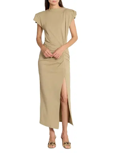 Isabel Marant Women's Nadela Cap-Sleeve Cotton Midi-Dress - Light Bronze - Size 8 | Thumbnail 3 Isabel Marant Women's Nadela Cap-Sleeve Cotton Midi-Dress - Light Bronze - Size 8 | Thumbnail 3