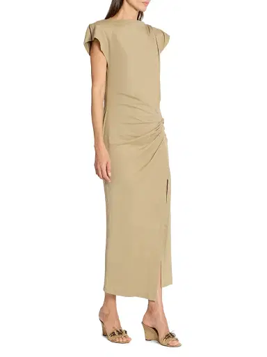 Isabel Marant Women's Nadela Cap-Sleeve Cotton Midi-Dress - Light Bronze - Size 8 | Thumbnail 4 Isabel Marant Women's Nadela Cap-Sleeve Cotton Midi-Dress - Light Bronze - Size 8 | Thumbnail 4