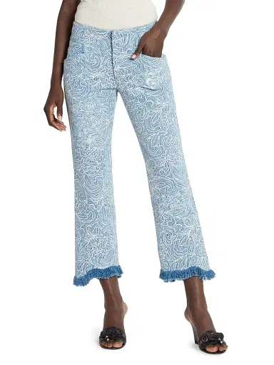 Isabel Marant Women's Ombeline Embroidered Crop Jeans - Blue | Thumbnail 3 Isabel Marant Women's Ombeline Embroidered Crop Jeans - Blue | Thumbnail 3