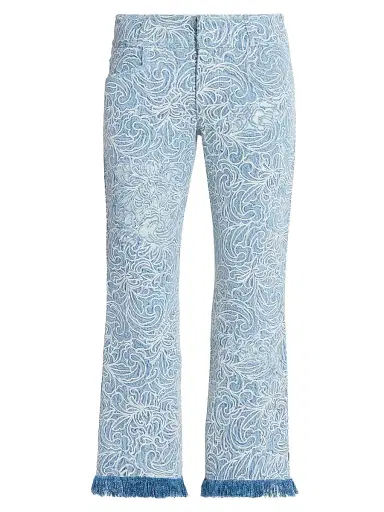 Isabel Marant Women's Ombeline Embroidered Crop Jeans - Blue | Thumbnail 1 Isabel Marant Women's Ombeline Embroidered Crop Jeans - Blue | Thumbnail 1