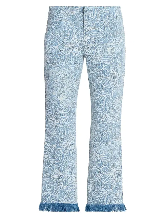 Women's Ombeline Embroidered Crop Jeans - Blue