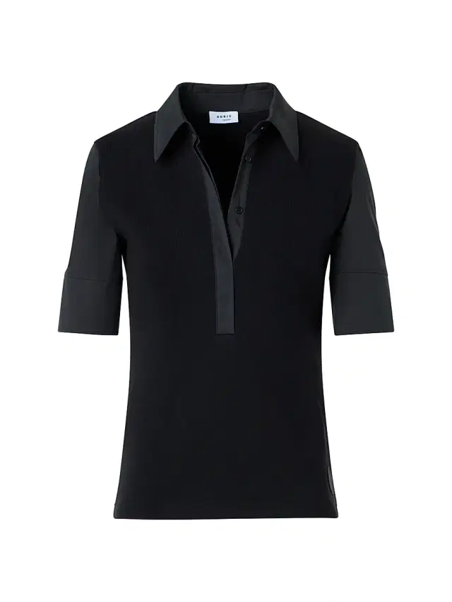 Women's Ribbed Stretch-Jersey Polo Shirt - Black
