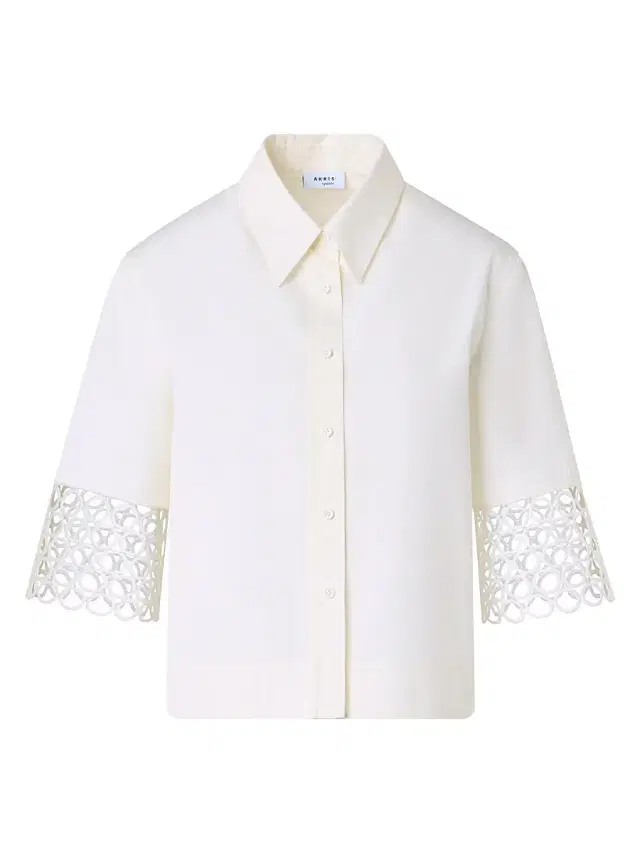Akris punto Women's Eyelet Guipure Poplin Blouse - Cream