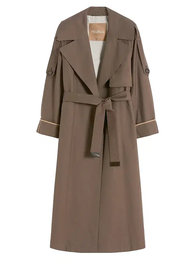 Women's Oversized Water Repellent Twill Trench Coat - Chocolate