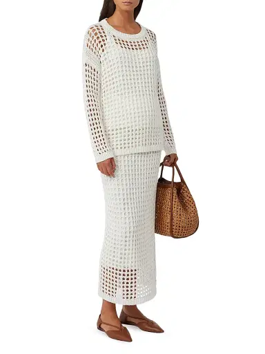 Max Mara Women's Cotton Mesh Jumper - Optical White - Size XL | Thumbnail 2