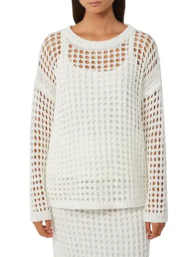 Max Mara Women's Cotton Mesh Jumper - Optical White - Size XL | Thumbnail 3