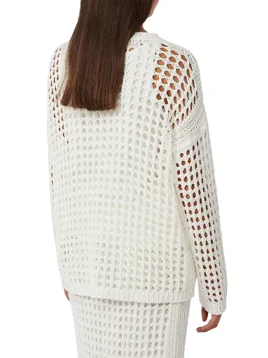 Max Mara Women's Cotton Mesh Jumper - Optical White - Size XL | Thumbnail 4