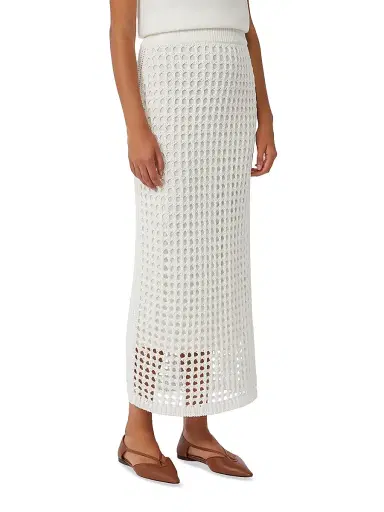 Max Mara Women's Mesh Cotton Skirt - Optical White - Size Large | Thumbnail 3 Max Mara Women's Mesh Cotton Skirt - Optical White - Size Large | Thumbnail 3