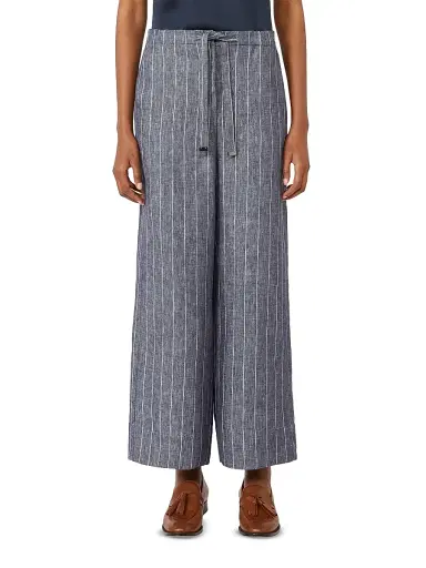 Max Mara Women's Denim Look Pinstripe Linen Trousers - Ultramarine - Size 2 | Thumbnail 3