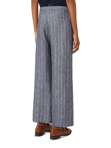 Max Mara Women's Denim Look Pinstripe Linen Trousers - Ultramarine - Size 2 | Thumbnail 4