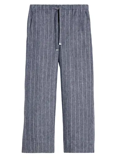 Max Mara Women's Denim Look Pinstripe Linen Trousers - Ultramarine - Size 2 | Thumbnail 1