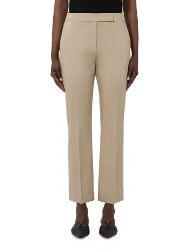 Max Mara Women's Slim Fit Cotton Satin Trousers - Kaki - Size 16 | Thumbnail 3 Max Mara Women's Slim Fit Cotton Satin Trousers - Kaki - Size 16 | Thumbnail 3
