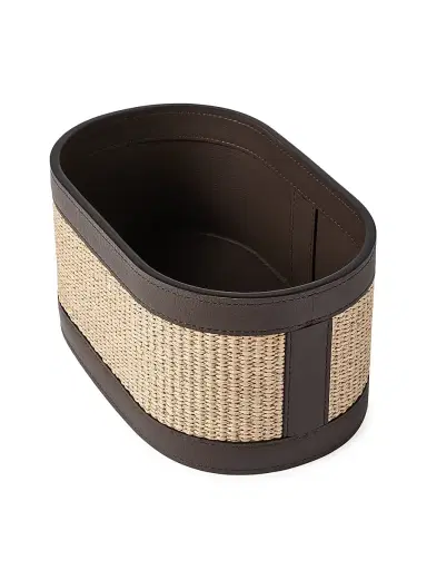 Brunello Cucinelli Raffia Effect Techno Cotton and Leather Organizer Basket | Thumbnail 2 Brunello Cucinelli Raffia Effect Techno Cotton and Leather Organizer Basket | Thumbnail 2