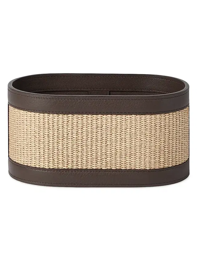 Brunello Cucinelli Raffia Effect Techno Cotton and Leather Organizer Basket - Rope