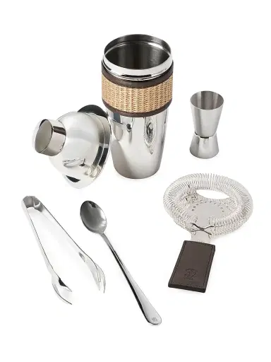 Brunello Cucinelli Silver-Plated Steel and Techno Raffia Cocktail Set - Rope | Thumbnail 2