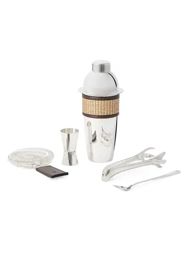 Brunello Cucinelli Silver-Plated Steel and Techno Raffia Cocktail Set - Rope | Thumbnail 1