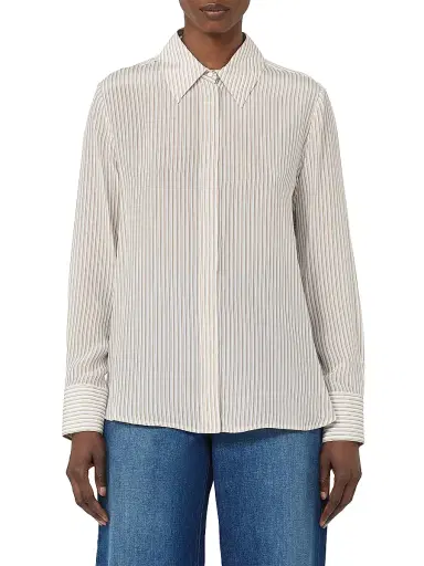Max Mara Women's Printed Crepe De Chine Shirt - Camel | Thumbnail 3