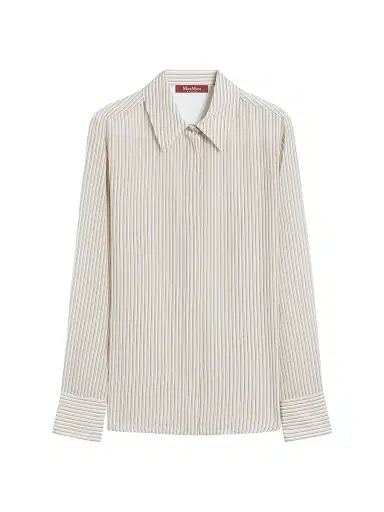Max Mara Women's Printed Crepe De Chine Shirt - Camel | Thumbnail 1