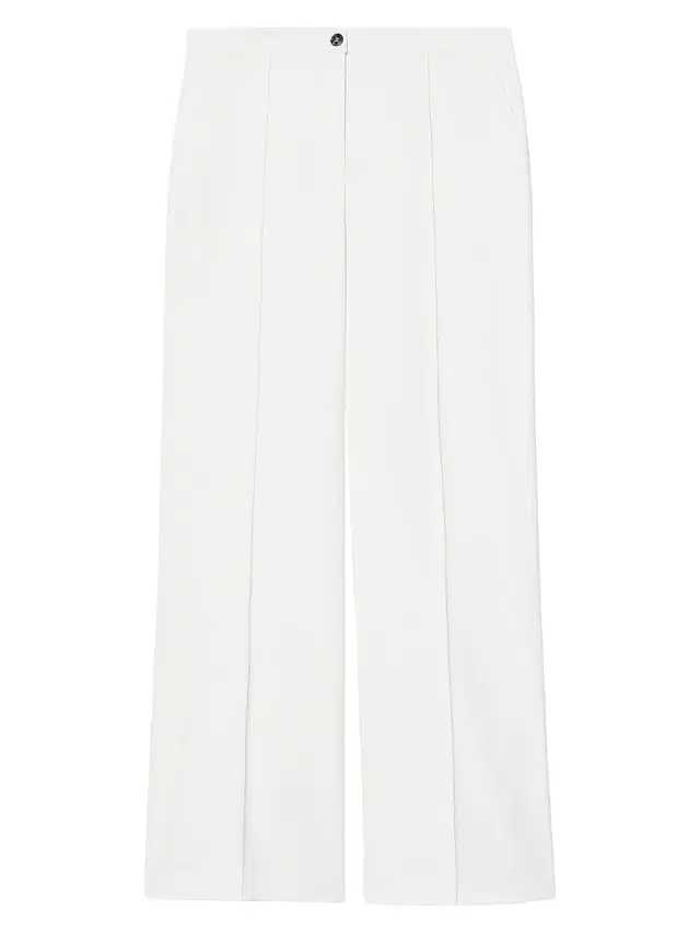 Marina Rinaldi Women's Straight Fit Cotton Canvas Trousers - White