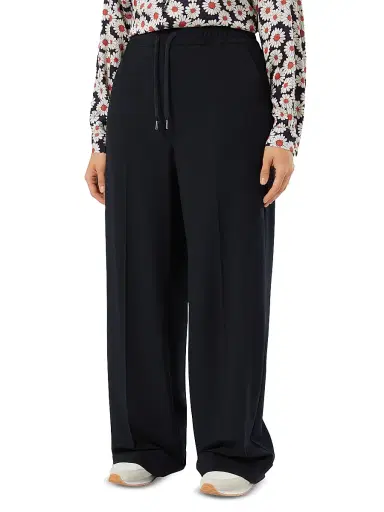 Marina Rinaldi Women's Stretch Canvas Wide Leg Trousers - Midnight Blue - Size 16 | Thumbnail 3
