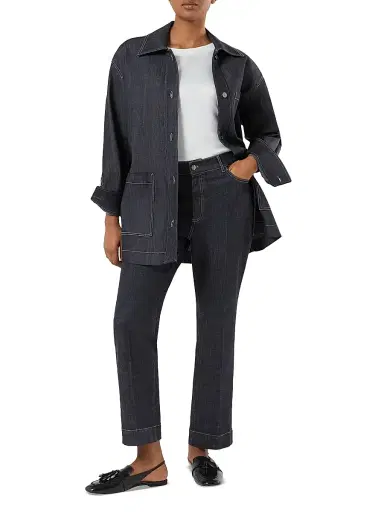 Marina Rinaldi Women's Stretch Cotton Jacket - Navy - Size 16 | Thumbnail 2