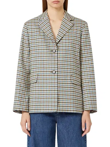 Max Mara Women's Single Breasted Wool and Cotton Jacket - Light Blue - Size 16 | Thumbnail 2 Max Mara Women's Single Breasted Wool and Cotton Jacket - Light Blue - Size 16 | Thumbnail 2
