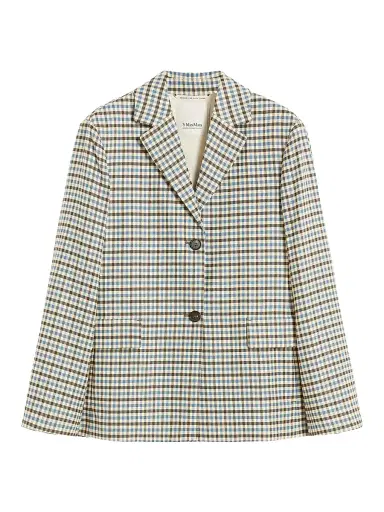 Max Mara Women's Single Breasted Wool and Cotton Jacket - Light Blue - Size 16 | Thumbnail 1 Max Mara Women's Single Breasted Wool and Cotton Jacket - Light Blue - Size 16 | Thumbnail 1