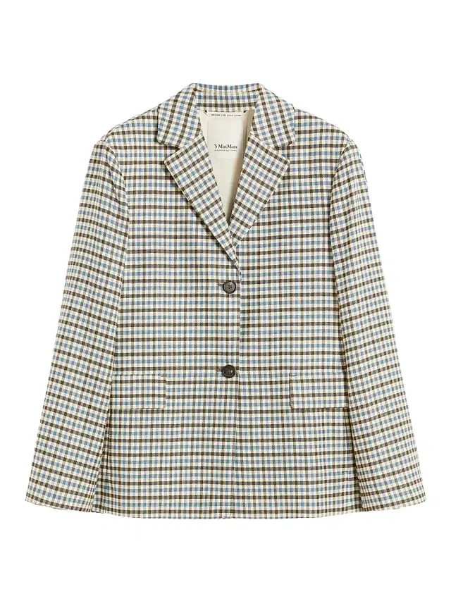 Women's Single Breasted Wool and Cotton Jacket - Light Blue