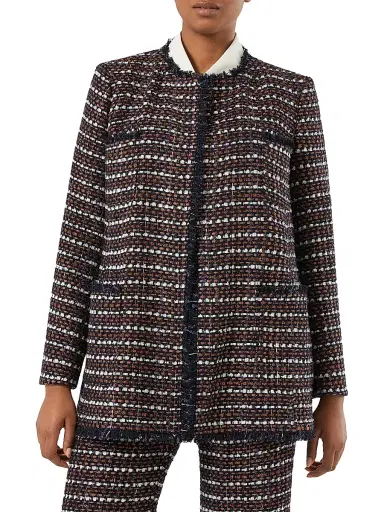 Marina Rinaldi Women's Bouclé Fabric Jacket - Blue Brown - Size 16 | Thumbnail 3