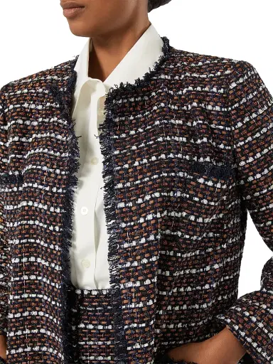 Marina Rinaldi Women's Bouclé Fabric Jacket - Blue Brown - Size 16 | Thumbnail 5